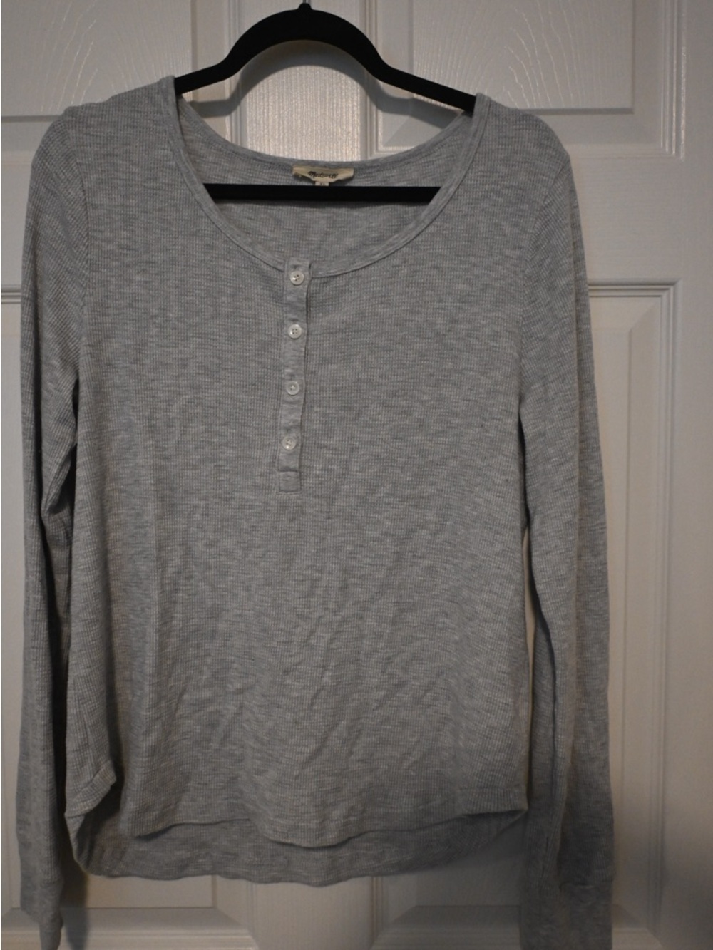 Madewell Light Gray Henley Long-Sleeve Top